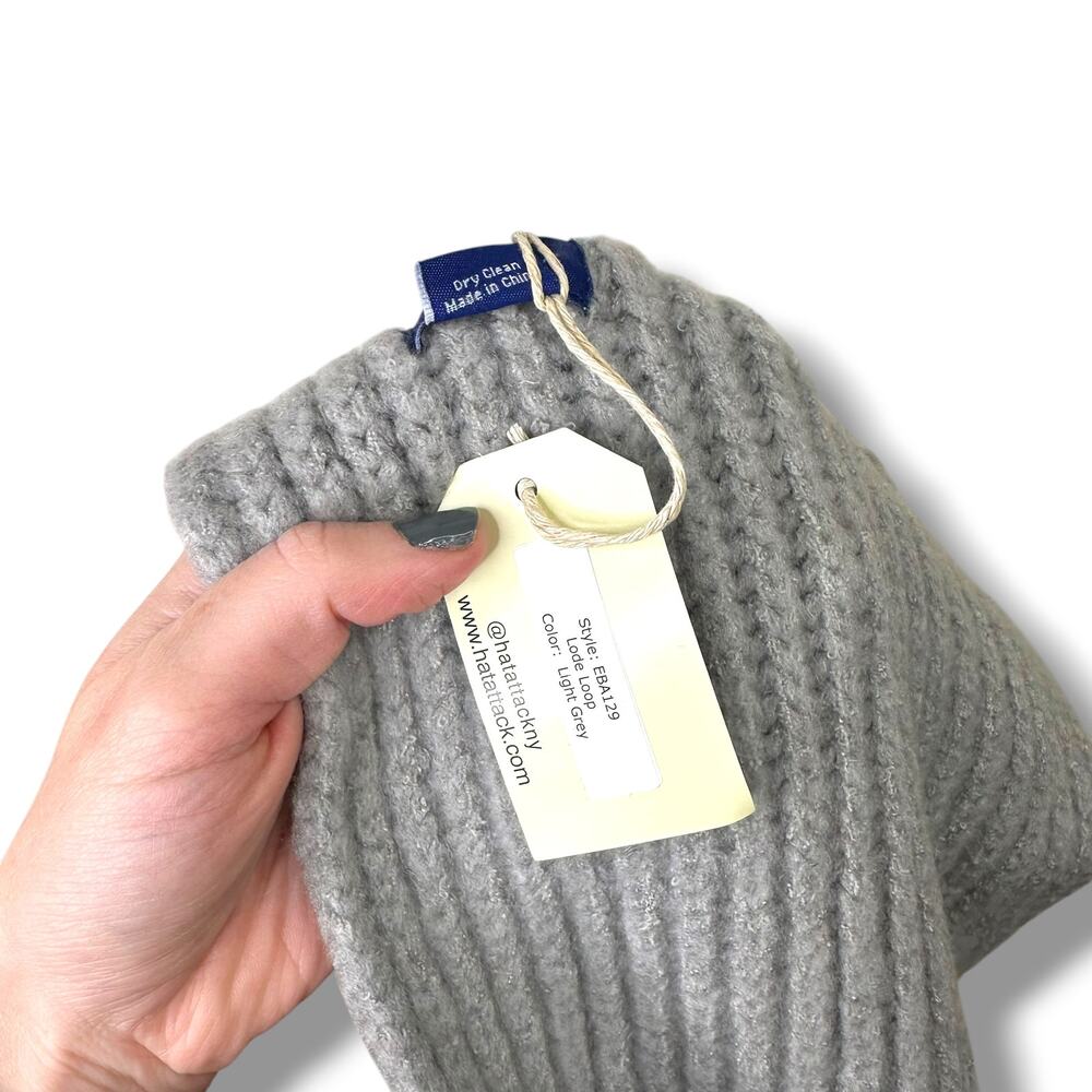 NEW Hat Attack Lodge Loop Light Grey Soft Ribbed Thick Knit Scarf One Size - Picture 5 of 7